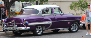 Vintage car, Cuba, purple and white