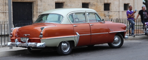 Vintage car, Cuba, orange and white
