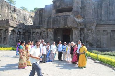 in front of Kailasha Temple, Ellora Caves