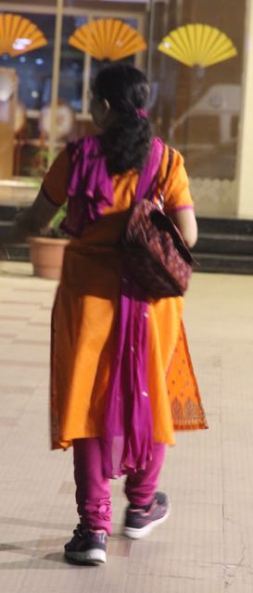 Pink and orange sari