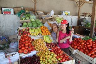 Selling produce, Kyrgyzstan