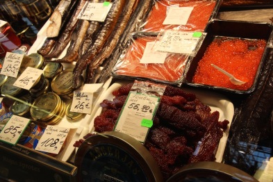 Riga market, caviars