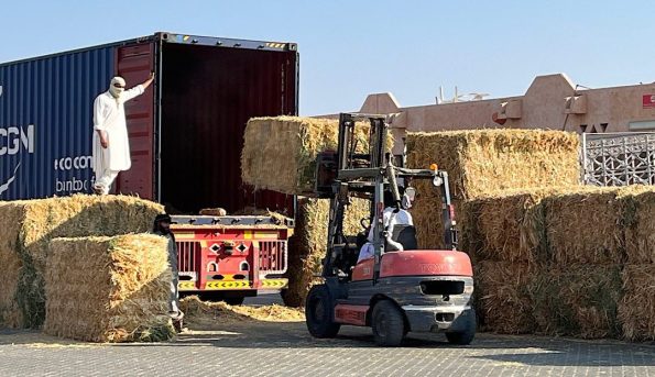 Unloading hay
